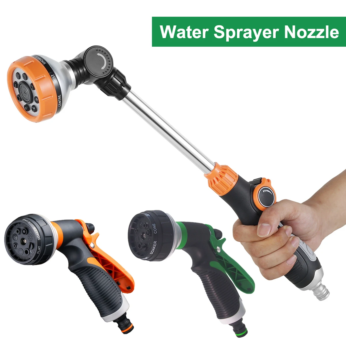 

Water Sprinkler Nozzle 8 Spray Patterns Adjustable Head Garden Sprinkler High Pressure Irrigation Hose Nozzle Car Wash Water Gun