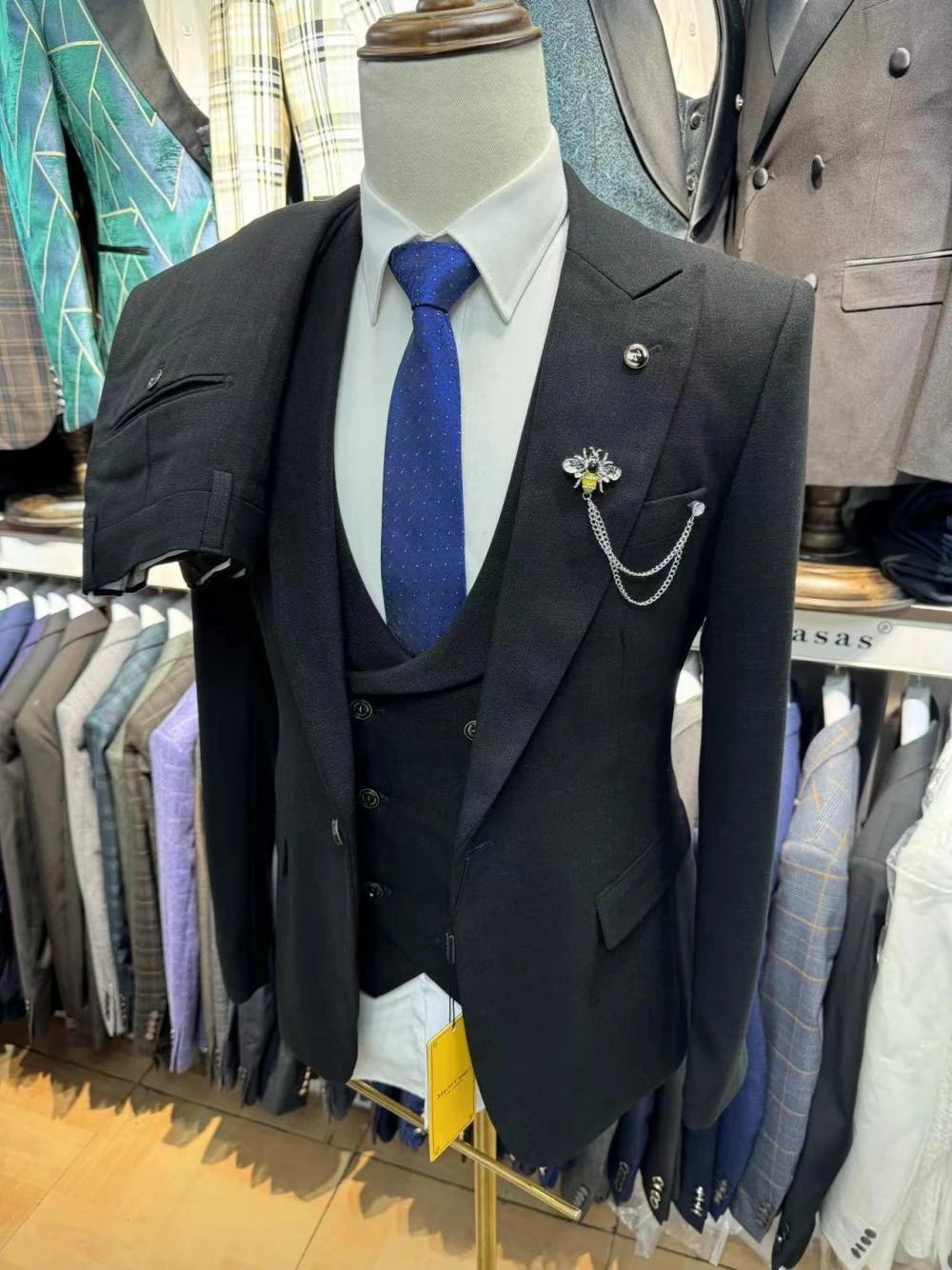 Textured 3-pieces Suit Set For Men Elegant Peak Lapel Business Single Breasted Colorful Groom Wear Handsome Hot Sale Customized