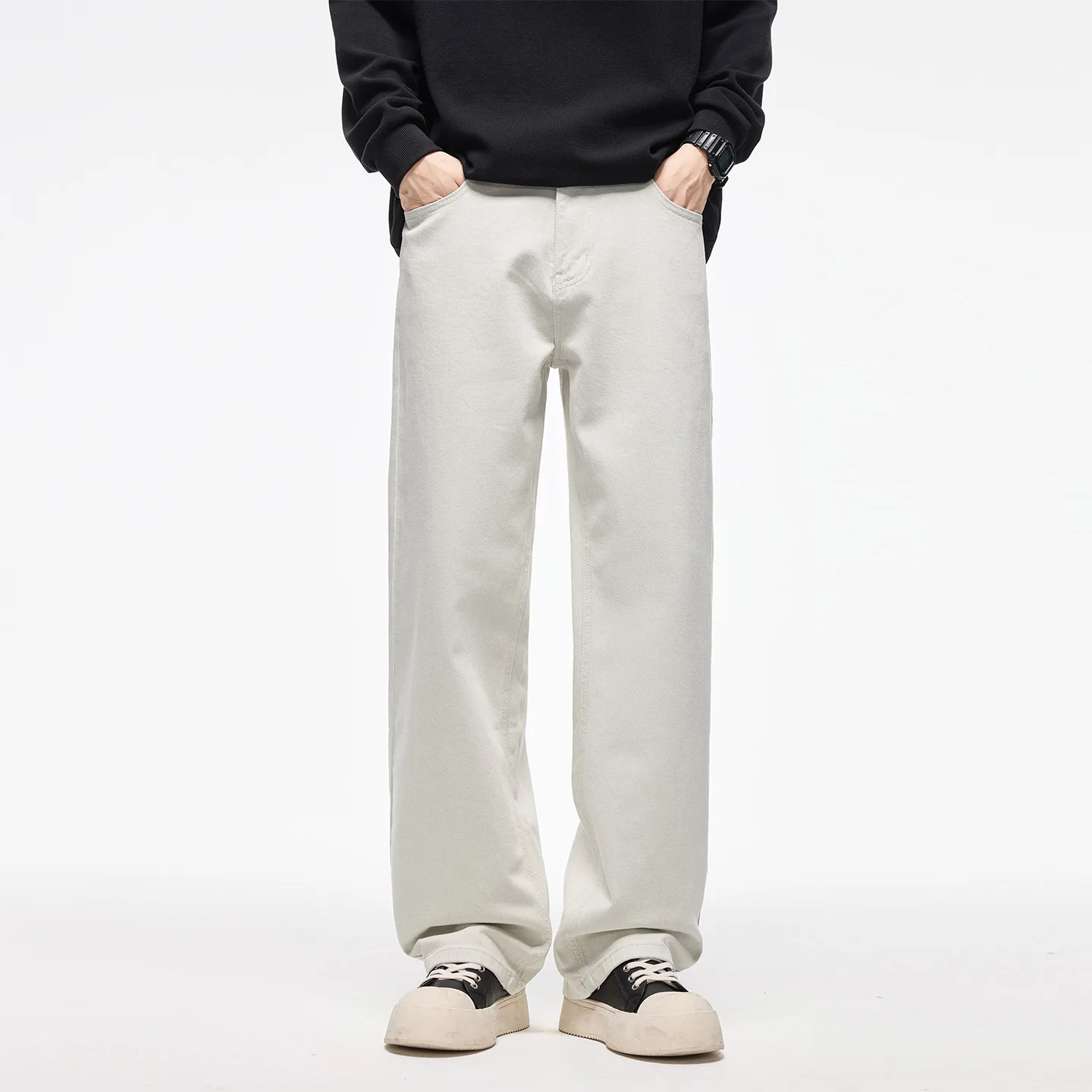 

Cross-border High-end Jeans Men's New Loose Elastic Straight High-end American Pants Men's Casual Pants