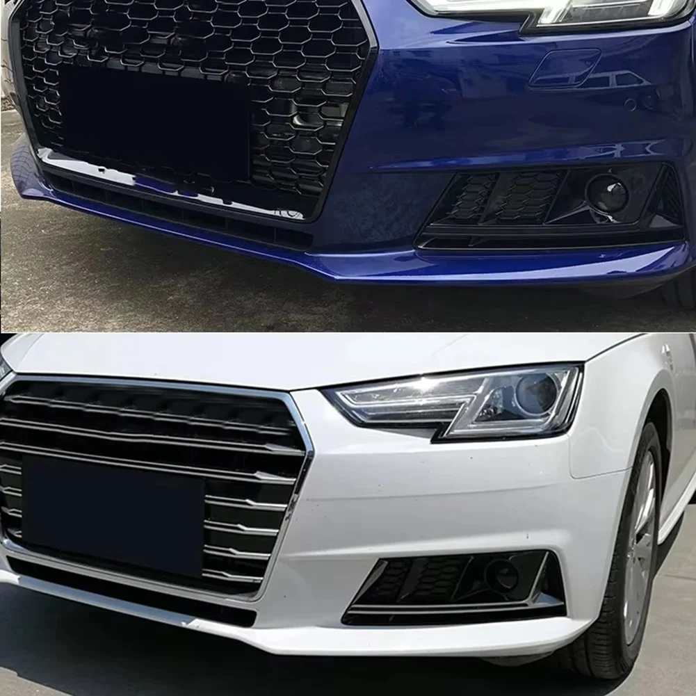 YWDZ-Fog Light Grille Bezel Lid For Front Bumper Hood Trim For A4 A4L S4 B9 2017-2018