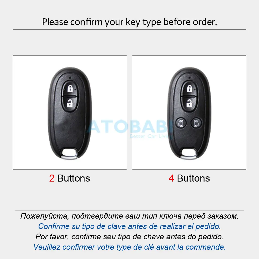 ATOBABI Leather Car Key Case Keychain For Suzuki Palette Solio MR Wagon Hustler Alto Lapin Every Spacia Smart Remote Fobs Cover