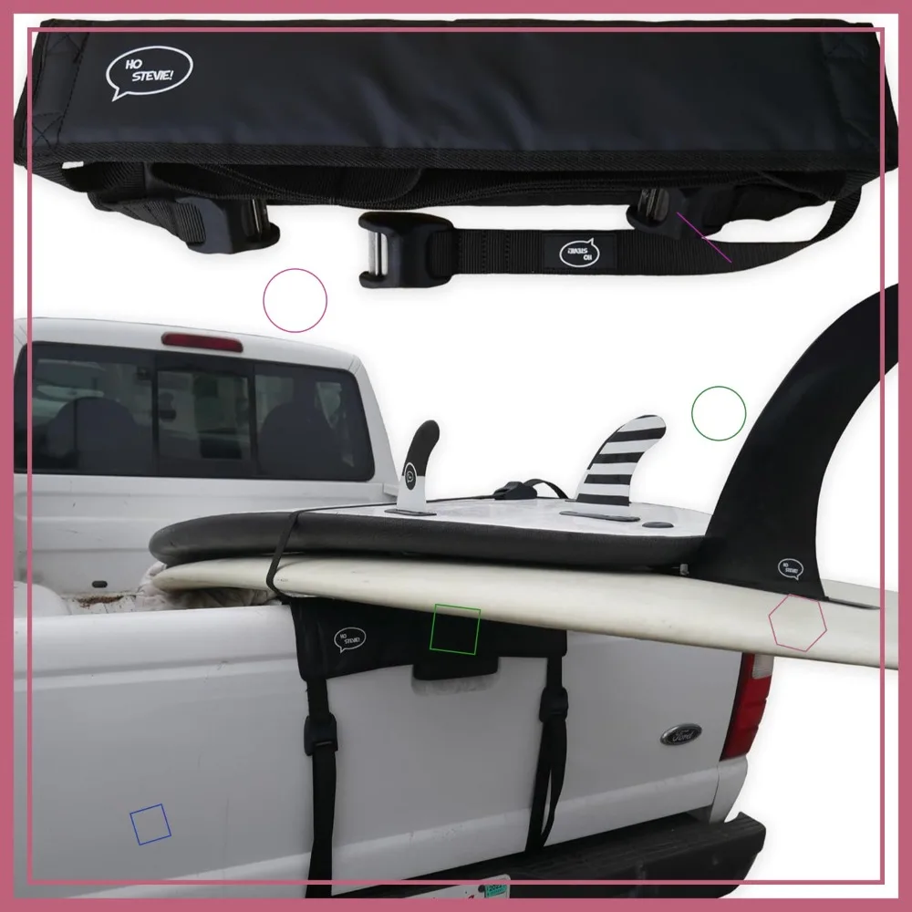 

Surfboard Truck Rack - Padded Tailgate Pad, No-Scratch Buckle Covers, Fits All Trucks, Holds 2 Boards