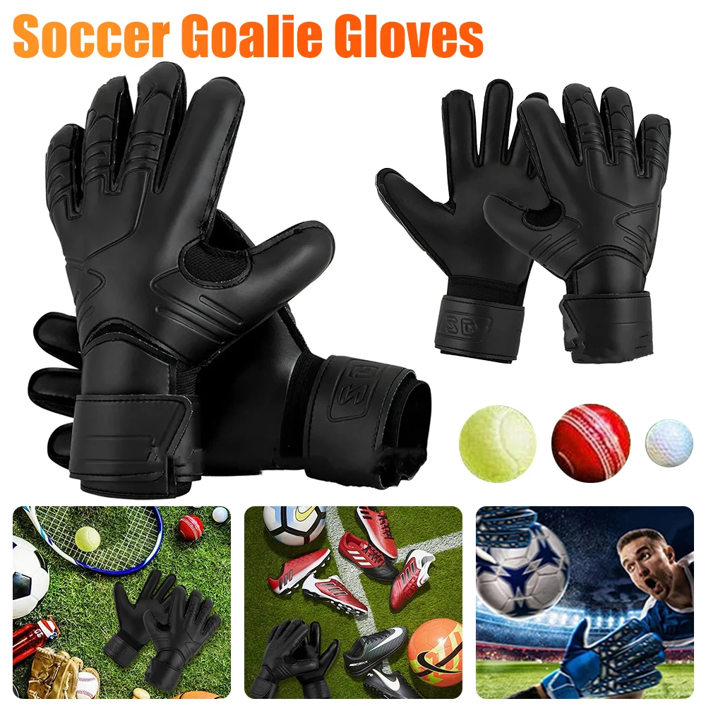 Youth Adults Soccer Goalie Gloves Anti-Slip Football Goalkeeper Gloves with Strong Grips Palms Thickened Finger Protection Goal