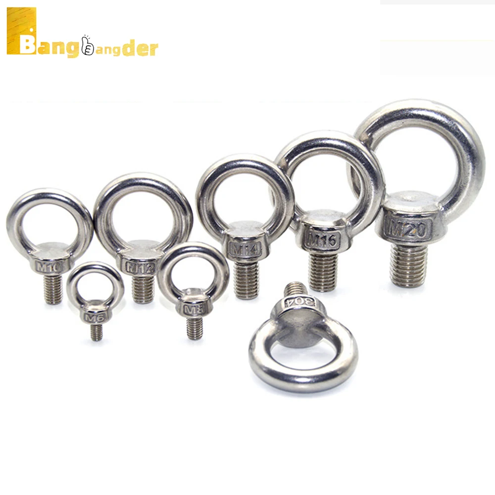 1-5PCS Lifting eye nuts/screw Ring eyebolt Ring hooking nut screws M3 M4 M5 M6 M8 M10 M12 304 Stainless steel