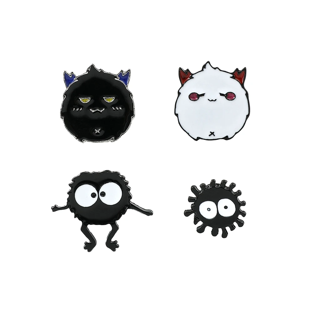 Broche Amine Spirited Away, épingles de revers en émail Kawaii, motif Elfe Boule de Charbon
