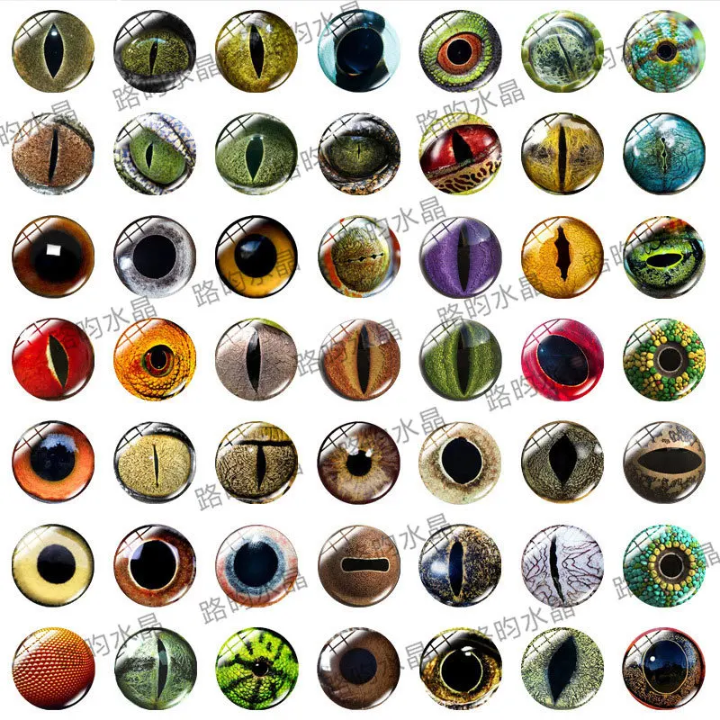 100PCS DIY Round Eye Jewelry Accessories Simulation Plush Toy Eyeball Doll Flat Bottom Glass Animal Cat Dog Dragon Crafts Acces