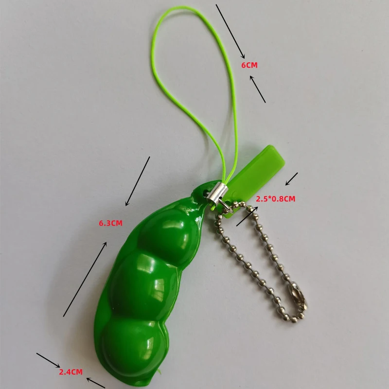 1 Stuks Fidget Speelgoed Pack Portachiavi Decompressie Edamame Speelgoed Squishy Squeeze Erwten Bonen Sleutelhanger Schattige Stress Volwassen Speelgoed Sleutelhanger