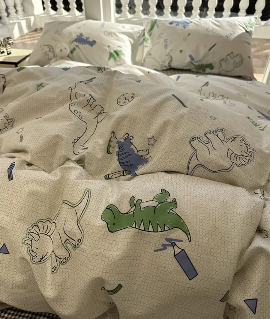 

Fashion cartoon dinosaur green blue bedding set boy,twin full queen king cotton home textile bed sheet pillow case quilt cover