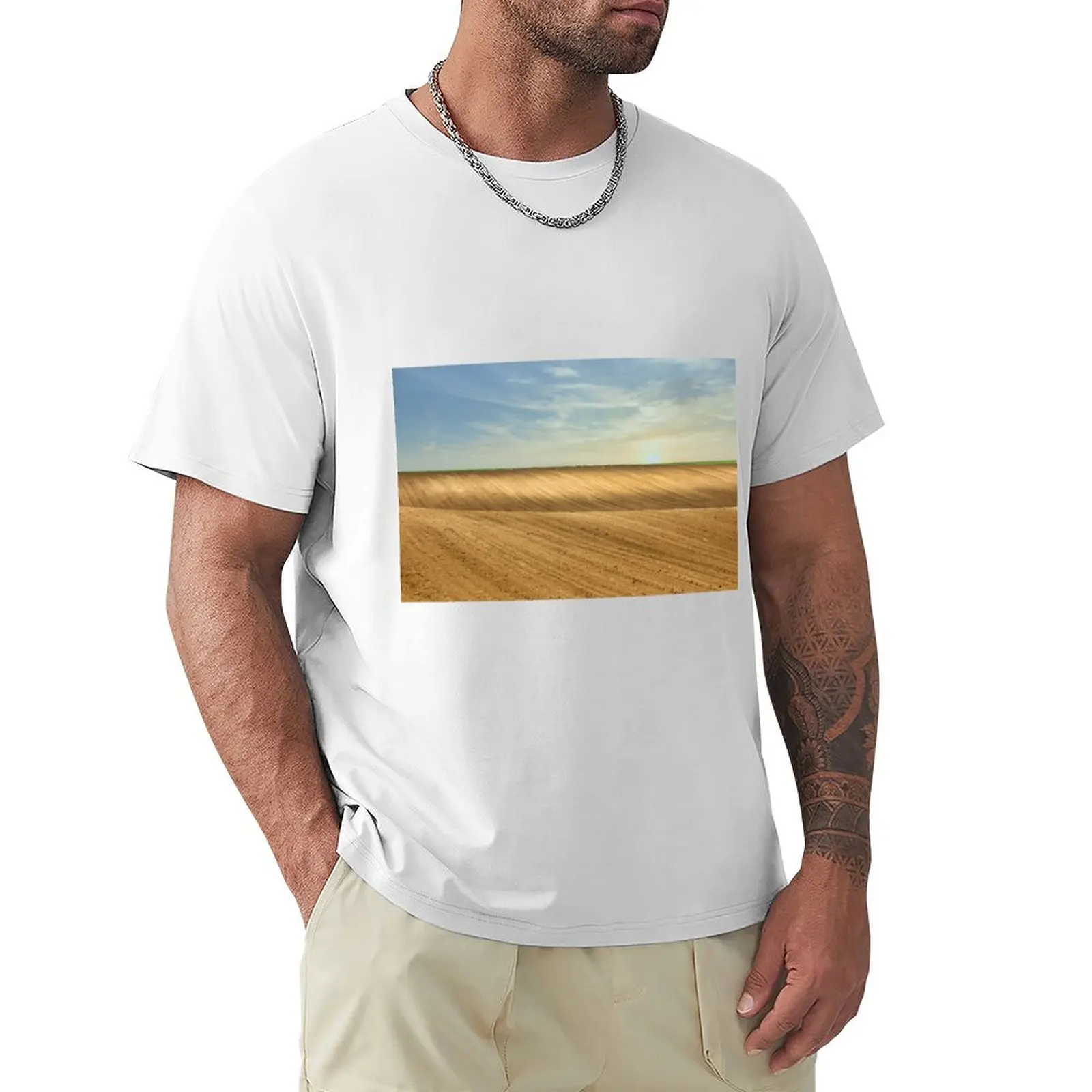 plowed field landscape agriculture spring season T-shirt quick-drying funnys kawaii clothes mens clothes