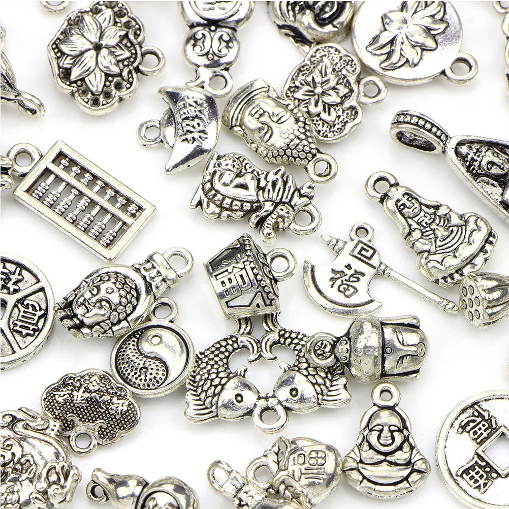 

40Pcs Auspicious Design Pendant Accessories High Quality Alloy DIY Jewelry Making Kit for Necklace Bracelet Dangle Earrings