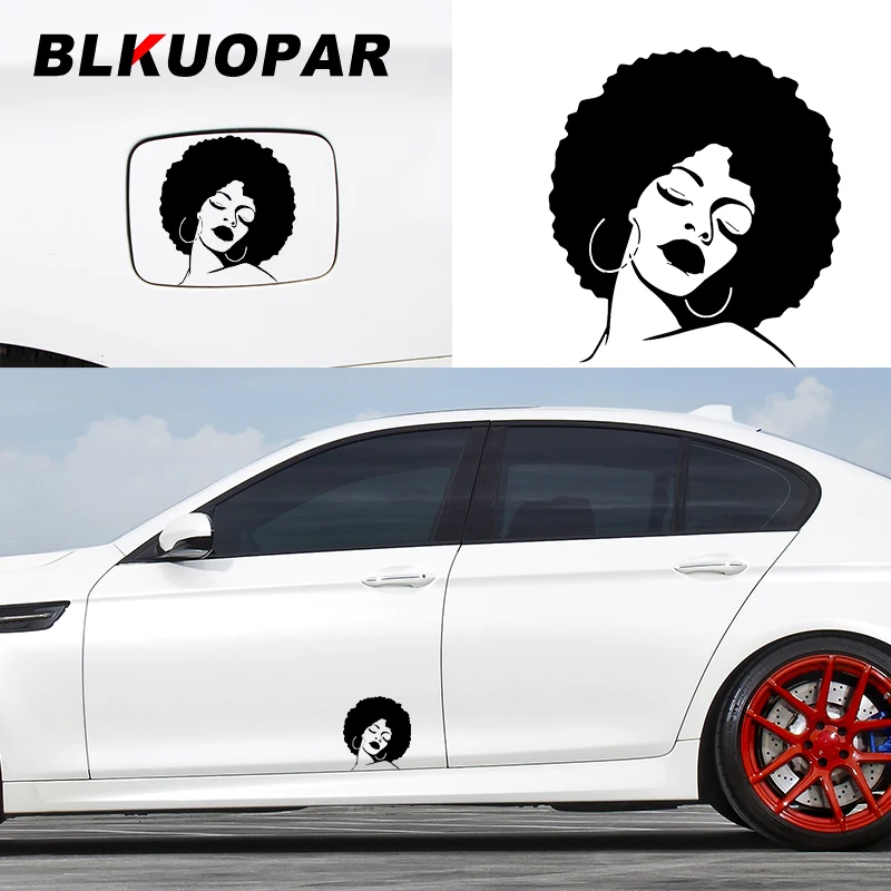 BLKUOPAR Fashion Black and White Lady Car Stickers Vinyl Decal Hot Sexy Hair Spa Salon Motorcycle Windshield Car Door Protector