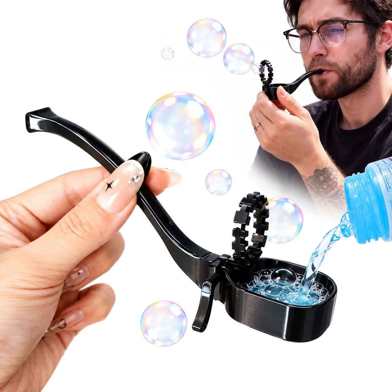 Retro Pipe Bubble Machine, Holmes Simulation Pipe Bubble Maker, Creative Stress Relief Toy, Viral Funny Desktop Novelty Gift