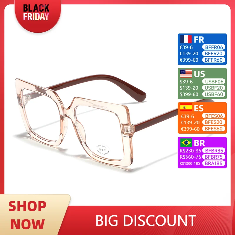 Big Square Glasses Frame Women Clear High-definition Computer Goggles Oversized Tortoise Shell Sunglasses Female Male UV400