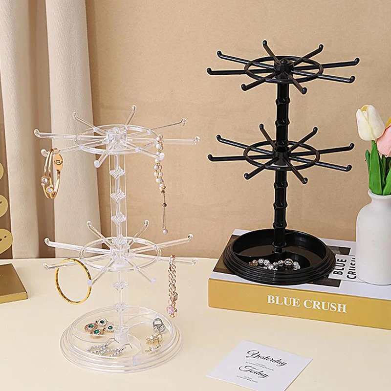 Rotatable Jewelry Display Stand Multipurpose Storage Holder Necklaces Bracelets Hair Rings Home Desktop Jewelry Organizer Rack