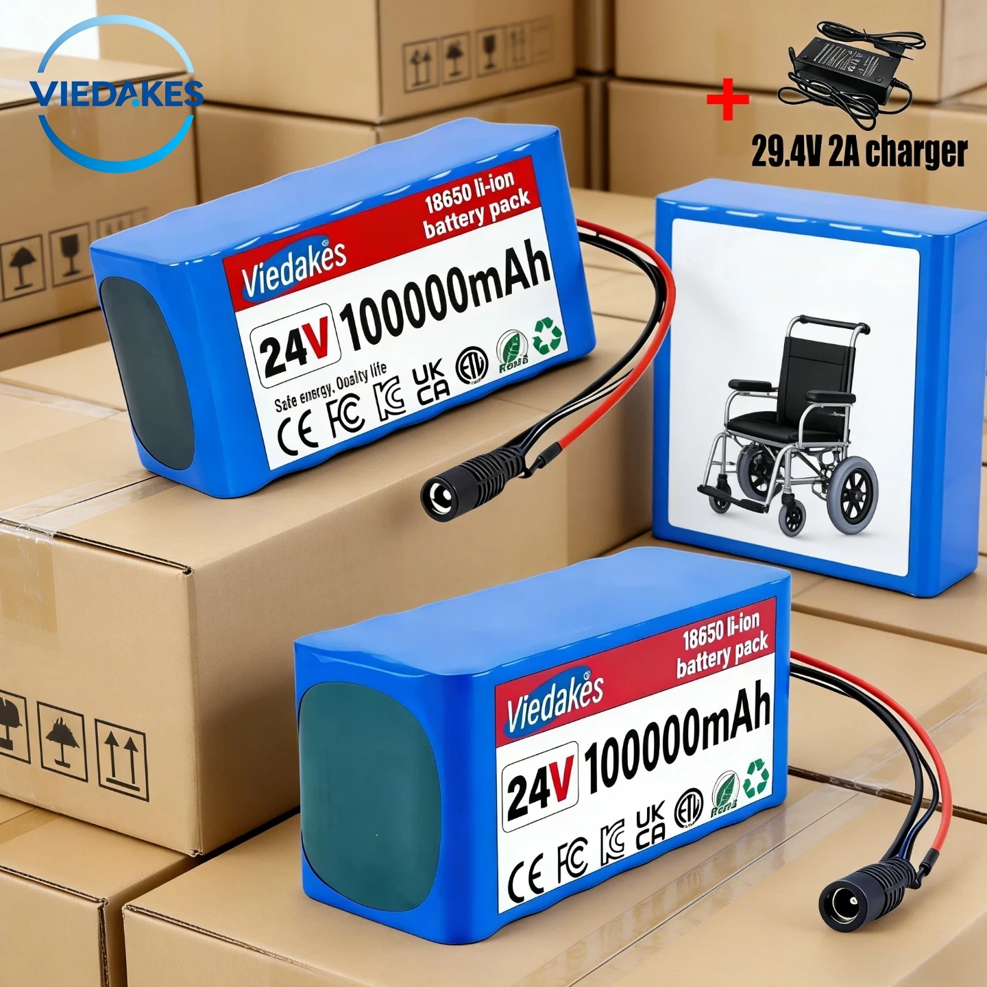 

7s3p 18650 24V 100Ah Lithium Battery Pack, for Electric Wheelchair, Foldable Skateboard and Toy Car with Long Cycle Life