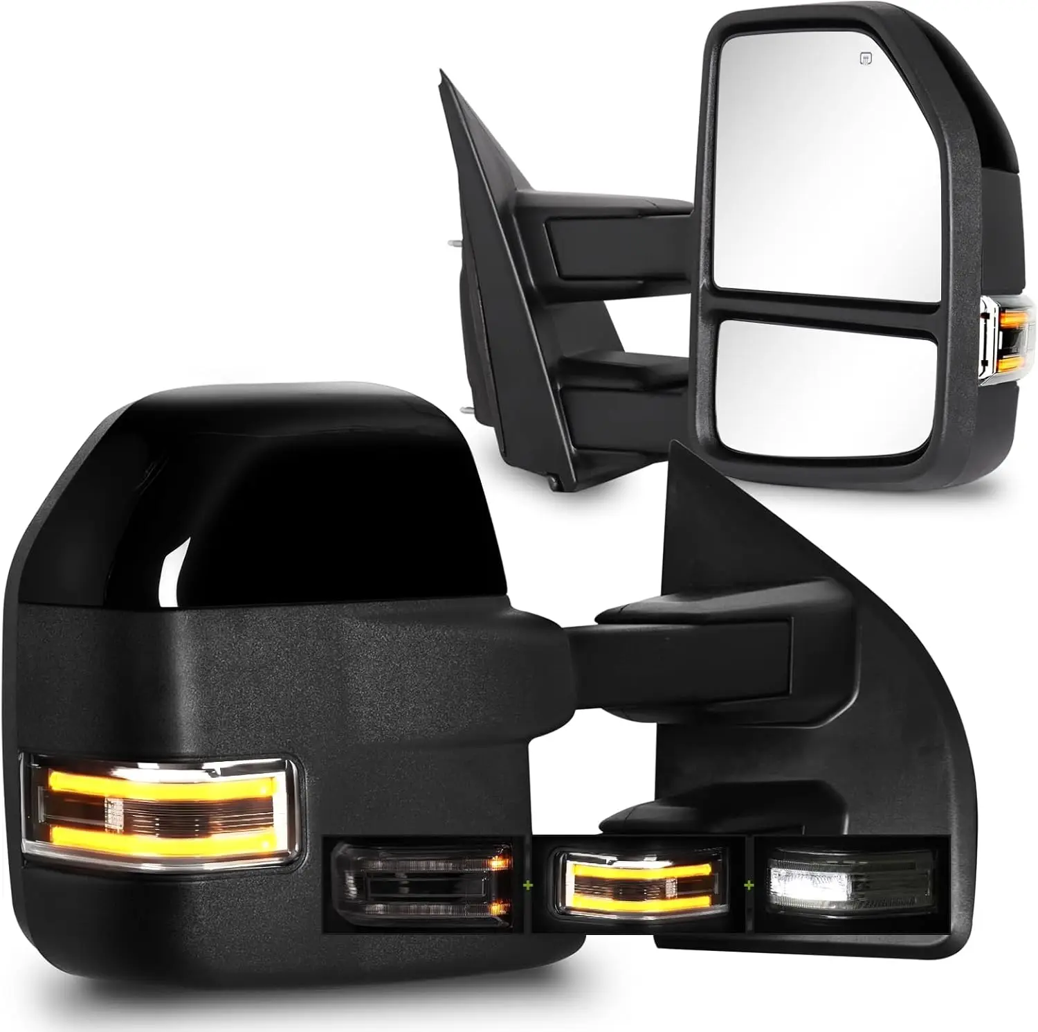 Towing Application for Pickup, Glass Material, No Color Mentioned, with Turn Signal, Running Lights and Heated Power Glass