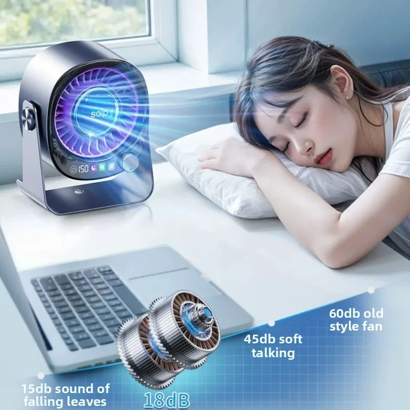Unisex 2026 New Small Desktop Air Cooler, Semiconductor Charging Fan Quiet Stepless Speed Control Air Purifier for Home