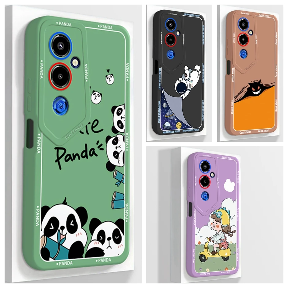 For Tecno Pova 4 Pro Case LG8n Soft Silicone Straight Edge Cute Panda Phone Cover Bumper for Tecno Pova 4 Pova4 Pro 4pro Cases