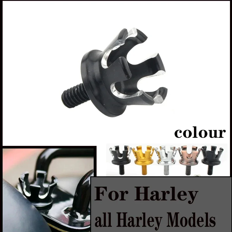 

For Harley Sportster Dyna Fatboy Road King Softail Motorcycle Imperial Crown Style Seat Bolt Tab Screw Nuts Mount Knob Cover