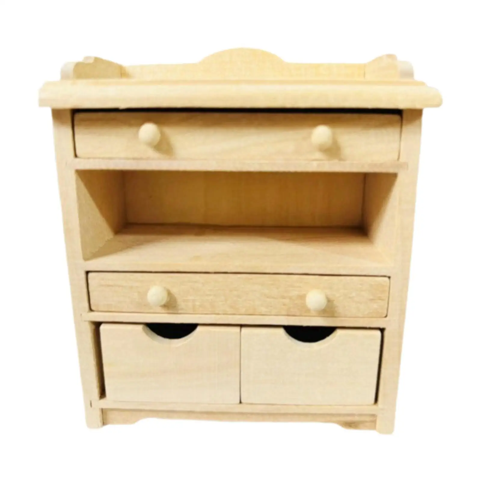 1/12 Scale Dollhouse Night Stand Drawer Cabinet for Photography Props Decor