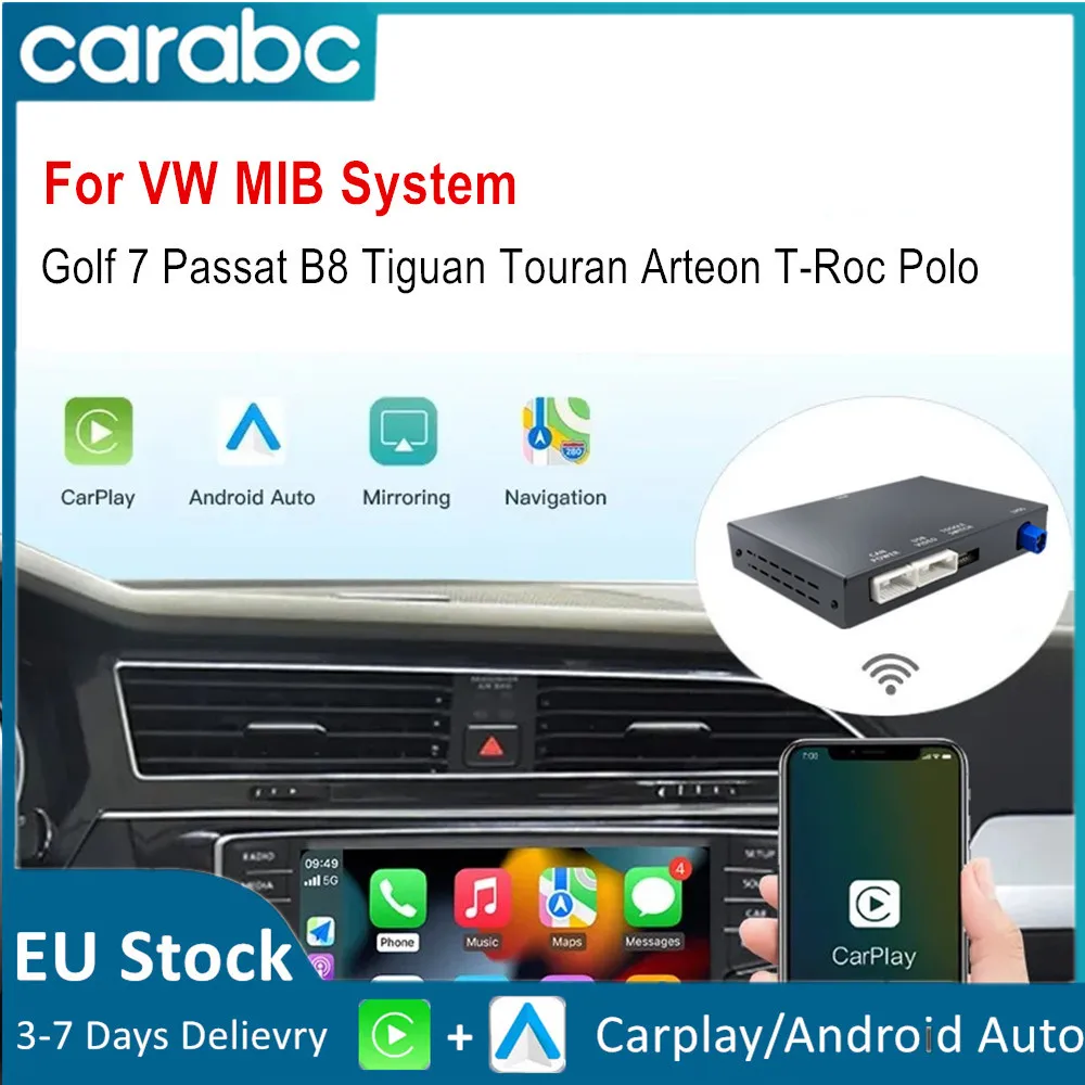 CARABC Kabelloses Carplay Android Auto Mirror Link Airplay für VW Volkswagen Golf 7 Skoda Octavia A5 Polo Passat B8 MIB/MIB2