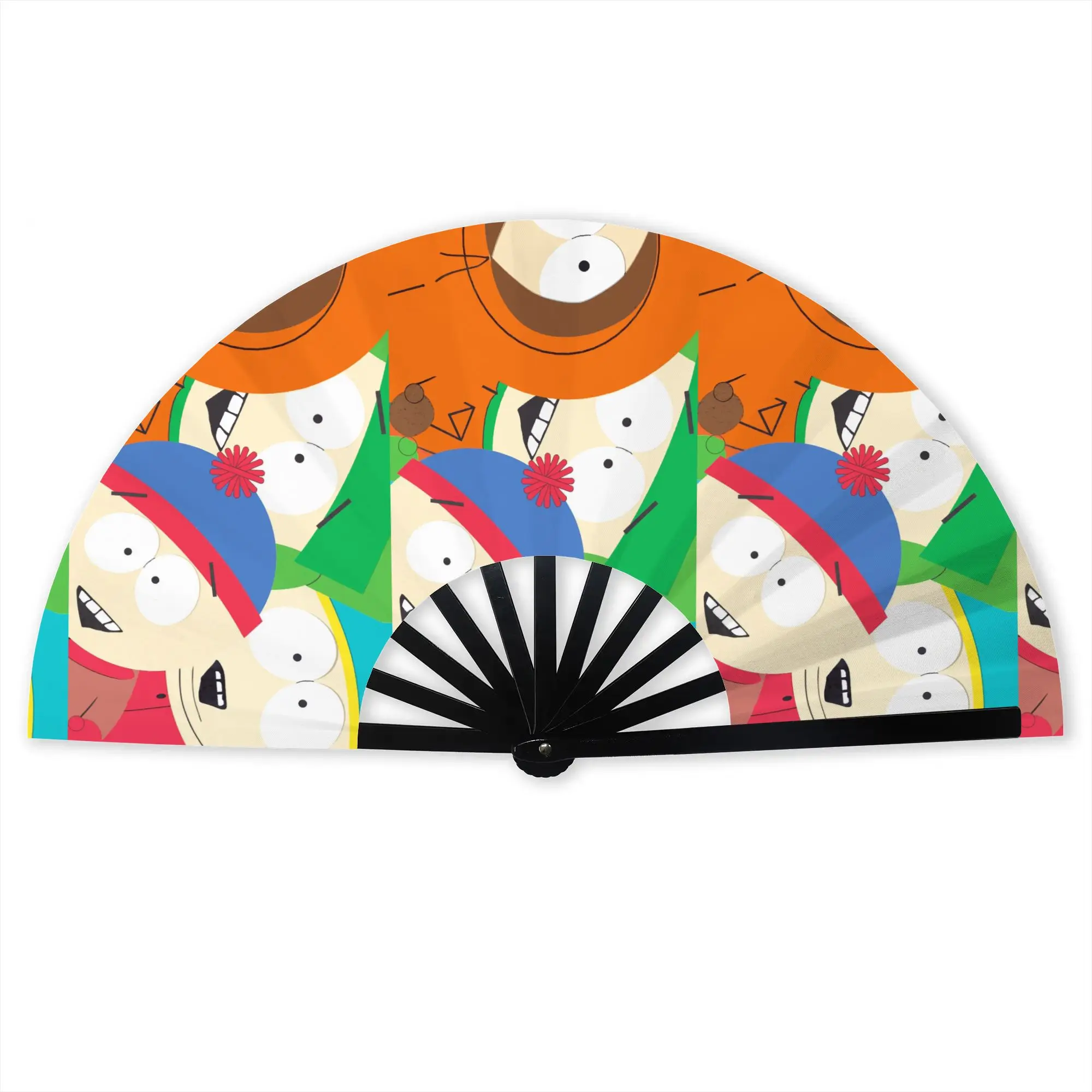 S-Southes Cartoon Manga Folding Hand Fan  Personalized Hot Polyester Fabric Fan Cool Summer Accessory Decorative Fans