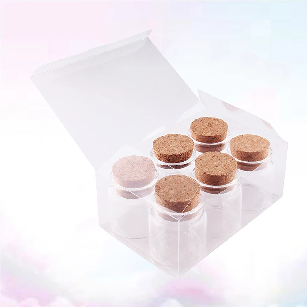 

6Pcs Borosilicate Glass Wish Bottles Cork Stoppers Transparent 50ml Mini Jars for DIY Pendant Drift Sand Decoration Gifts