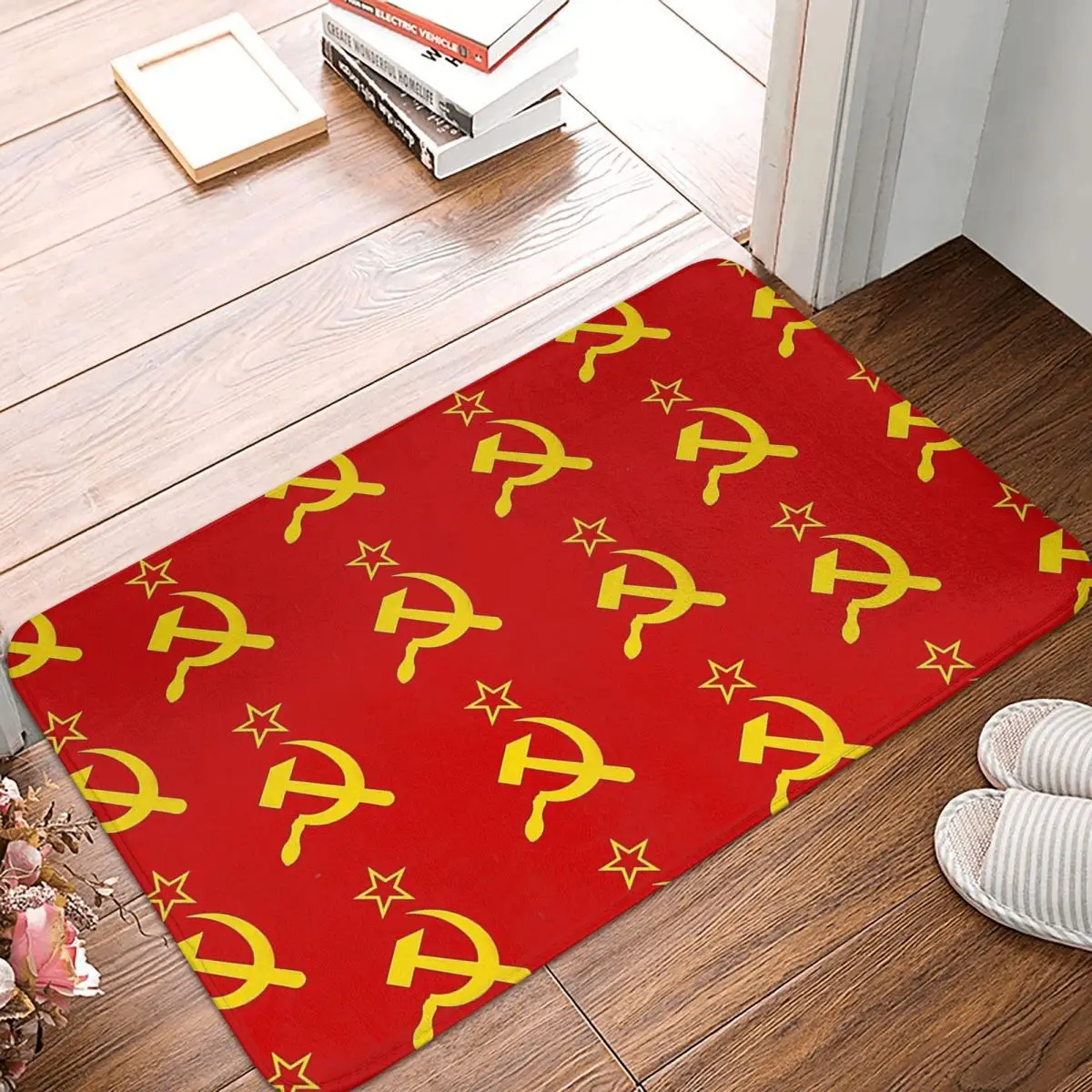 Bedroom Mat USSR Hammer And Sickle CCCP Retro Russian Soviet Flag Doormat Kitchen Carpet Outdoor Rug Home Decor