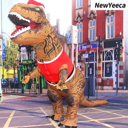 New Christmas T-Rex Dinosaur Inflatable Costume Purim Halloween Party Cosplay Fancy Suits Mascot Cartoon Anime for Adult Kids
