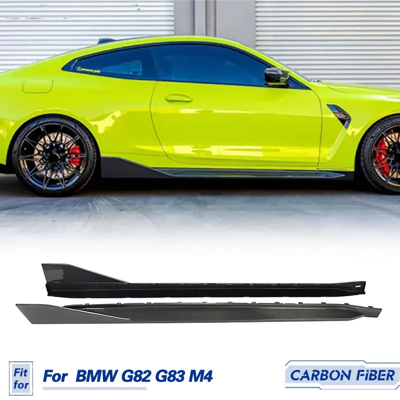 Car Side Skirts Extensions Carbon Fiber for BMW G82 G83 M4 Coupe 2-Door 2021-2024 Side Door Bumper Apron Lip Skirt Body Kits