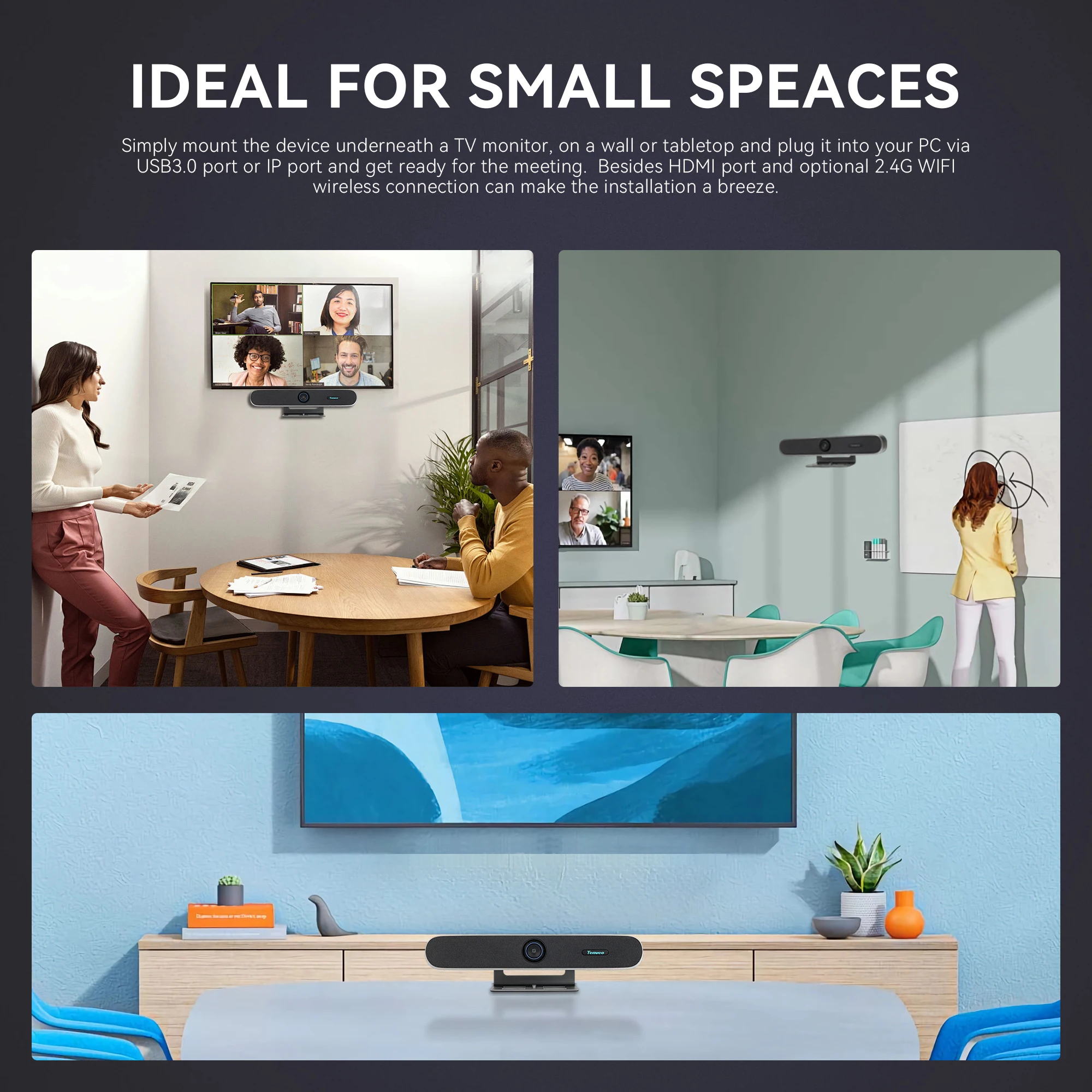 TENVEO Hot-sale Video Conferencing Soundbar Audio And Video Integrated Conference Camera Intelligent 4K Video Soundbar