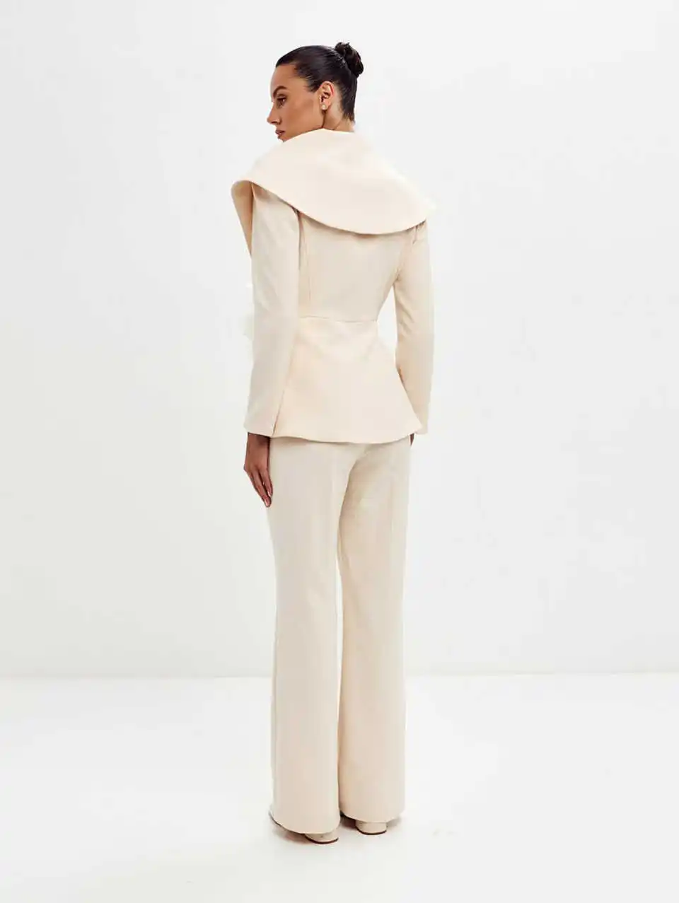 Exquisite One Button Women Suits Outfit Customized Slim Fit Floral Appliques Blazer Flare Pants Office Lade Fashion 2 Piece Set