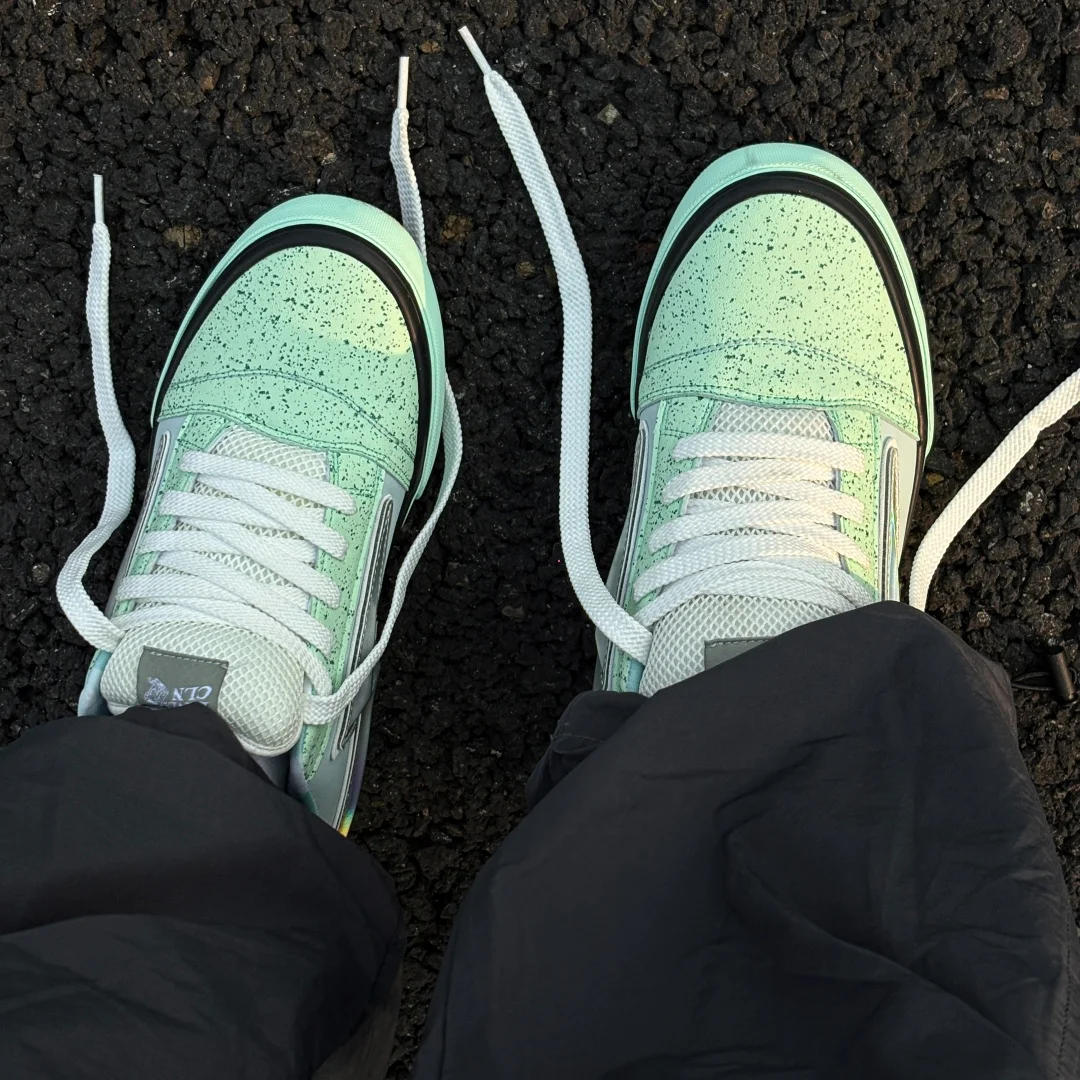 Co‑branded Lightning Fat Bread Shoes, Mint Green Color‑block Skate Sneakers, Trendy Retro Low‑top Casual Unisex Board Shoes