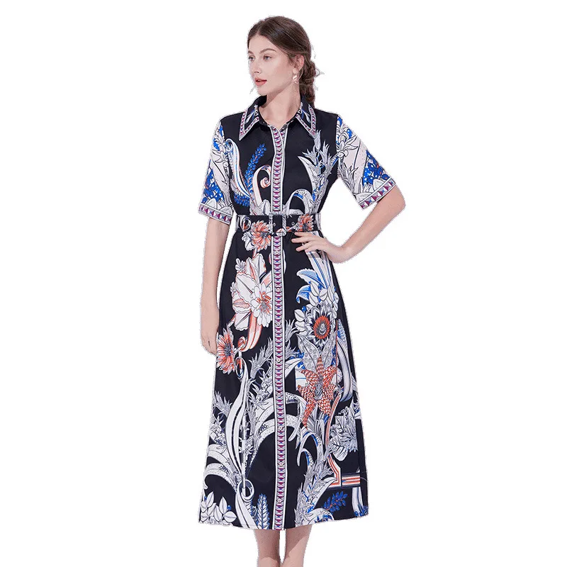 เสื้อคลุมไหมพรมโพลีเอสเตอร์พิมพ์ลายรัดเอวทรงสลิมแฟชั่นปี 2025 สไตล์ Dr. เหมาะสำหรับฤดูร้อน