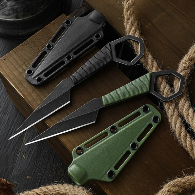 

New Outdoor Necklace Mini Hanging Portable EDC Knife, Multi functional Straight Knife, Self Defense Knife, Camping, Barbecue