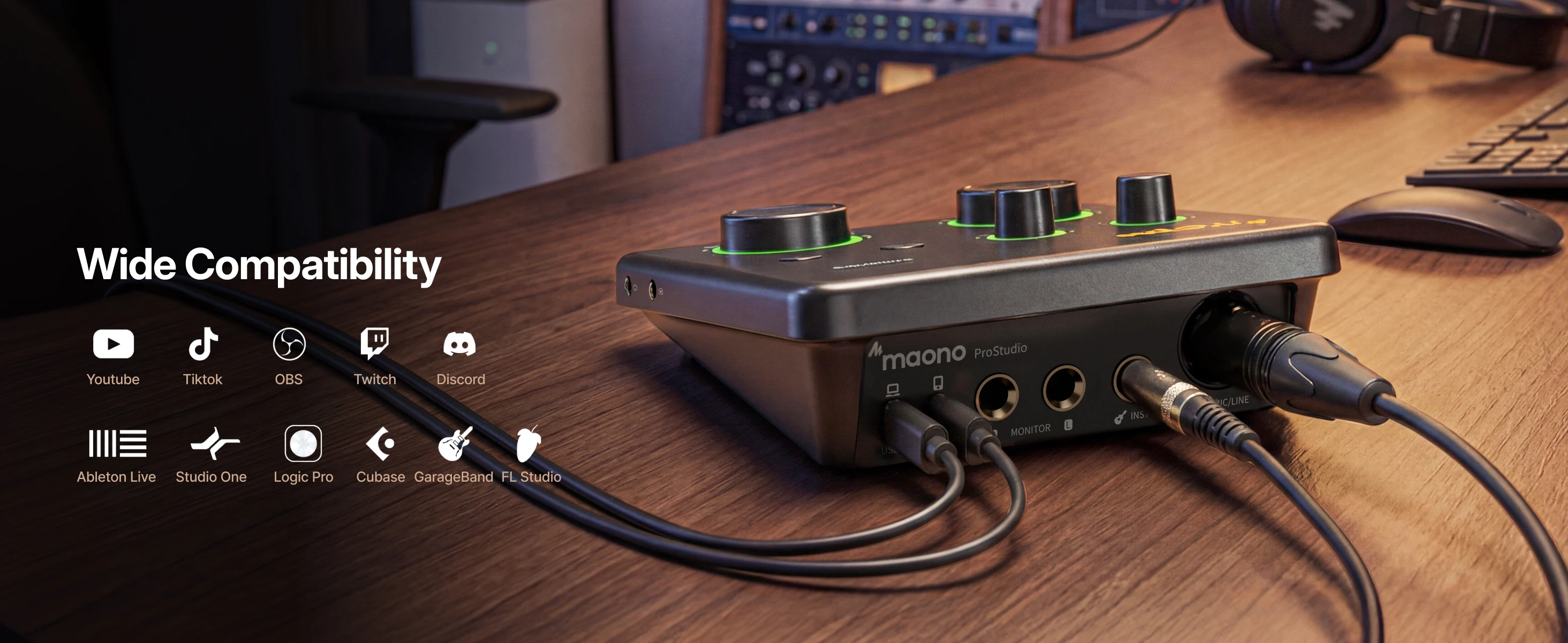 MAONO P1 Hybrid Audio-Interface mit 70dB Verstärkung für PC, Telefon, iPad, Gitarre, Auto-Gain, Loopback, ASIO für Podcast, Streaming, Musikaufnahme – Detail 24