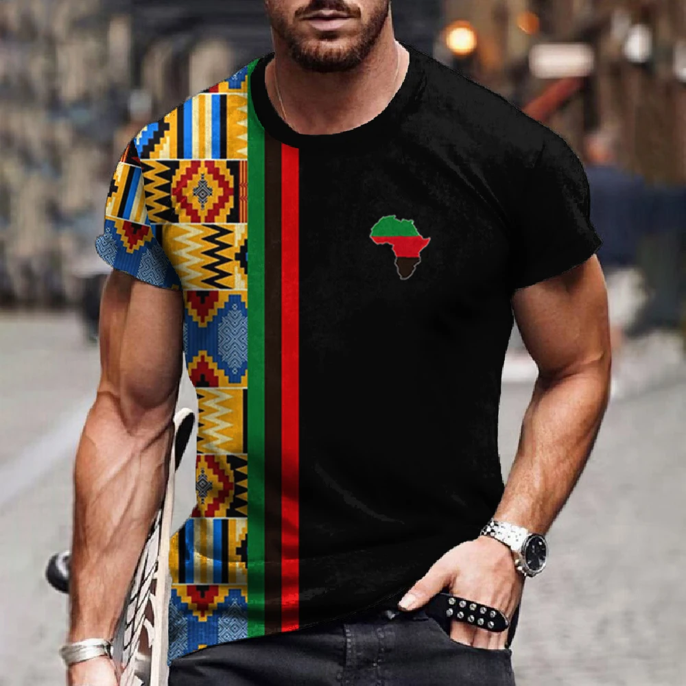 Men’s T Shirt Ethnic Tribal Dashiki T-Shirts African Patterns 3D Print Men Short Sleeve 0 Neck Harajuku Y2k Tees Tops Clothing