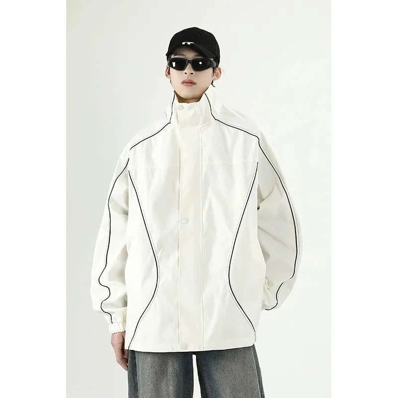 American Style Thin Spring Autumn Jacket Women Outdoor Sport Jackets Men Windbreaker Women Vintage Jacket 90s Men Unisex