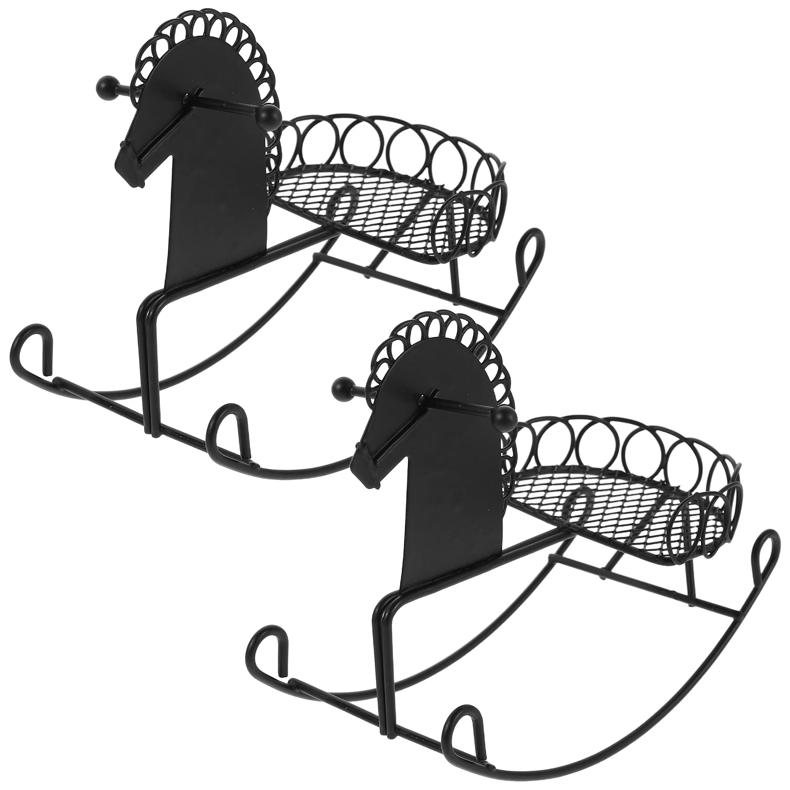 

2 Pcs Mini Toys Miniature Rocking-chair Furniture Crafted Horse Figurine