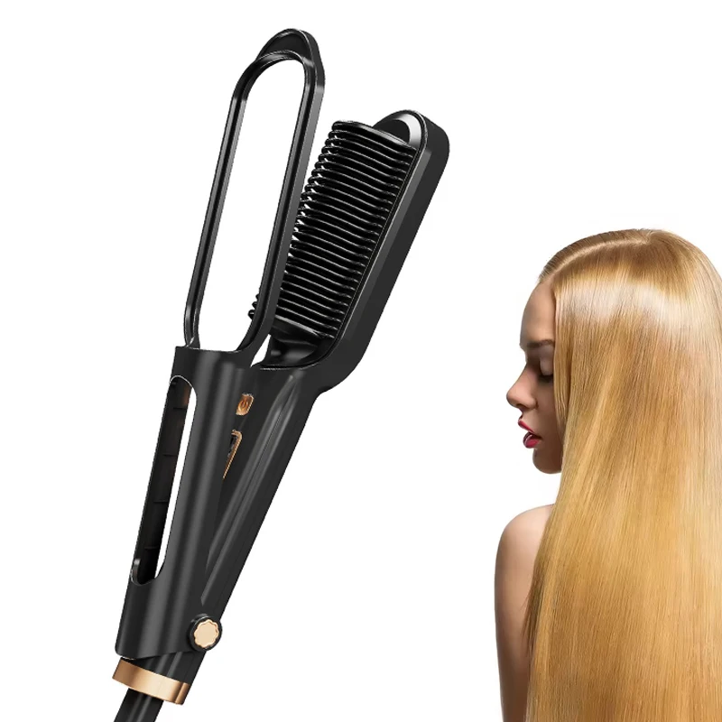 Factory New 2 in 1 Electric Hair Styling Tool Hair Straightener Wave Plate Comb Negative Ion Wand PTC Fast Heating Flat Iron