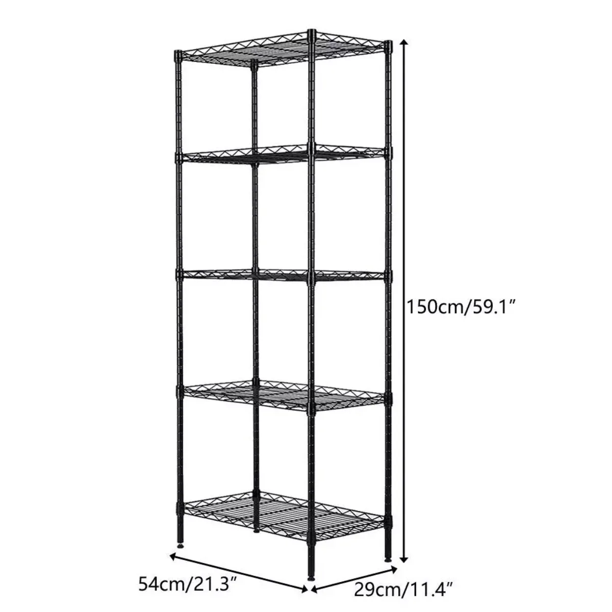 Unidade de armazenamento de rack Rack de linha de 5 camadas comercial ajustável 60 "x22" x12"