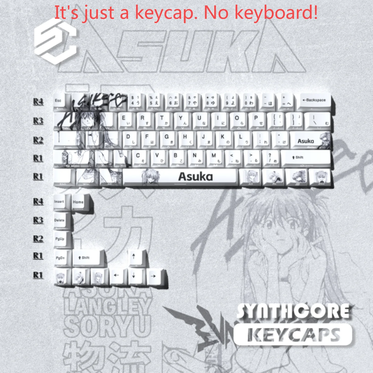 Anime, Japanese Anime Akihiro Cherry Keycap PBT Side Engraved with 74 Transparent Keys, 60/65/68 Mechanical Keyboard