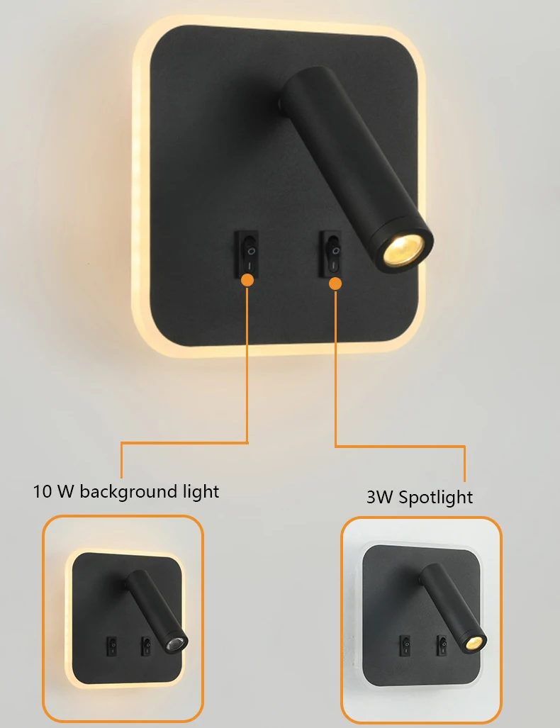 Imagem -05 - Contemporâneo Multifuncional Led Wall Sconce com Interruptor Moderna Lâmpada de Leitura Ajustável Portas de Carregamento Usb para Quartos e Escritórios