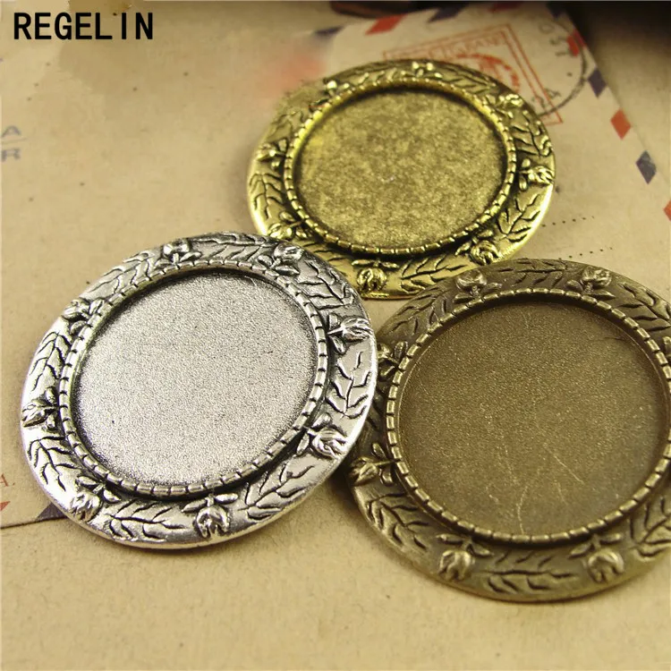 REGELIN 5pcs/lot Inner size 25mm brooch base Pendant Setting Fit Cabochon Brooch Setting Tray DIY Jewelry Findings
