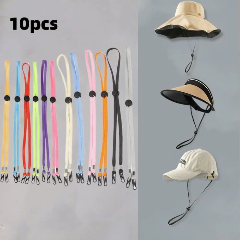 10pcs New 70cm Hat Chin Cord Multi-function Anti-lost Adjusting Rope Removable Nylon Windproof Hat Strap Sun Hat