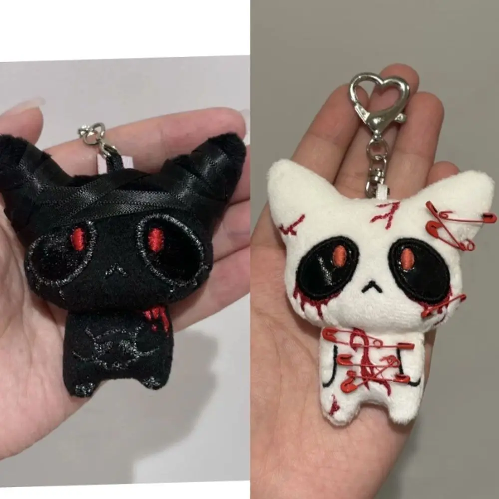 

Black Color Halloween Keychain PP Cotton Cosplay Party Decor Goth Keychain White Color Bag Accessories Bloody Doll Keychain