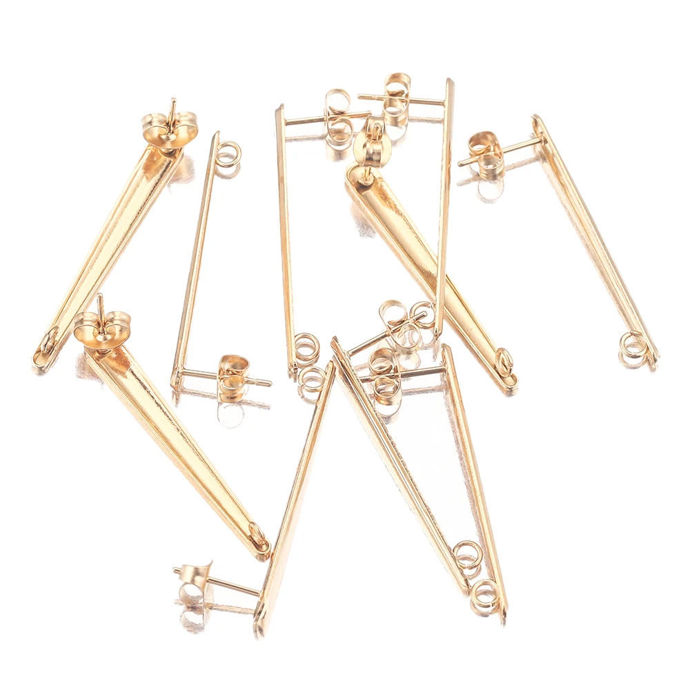 10pcs 18K Gold-Plate Stainless Steel Earrings Findings Stud Earring Pendant Connectors for DIY Jewelry Making Wholesale Women