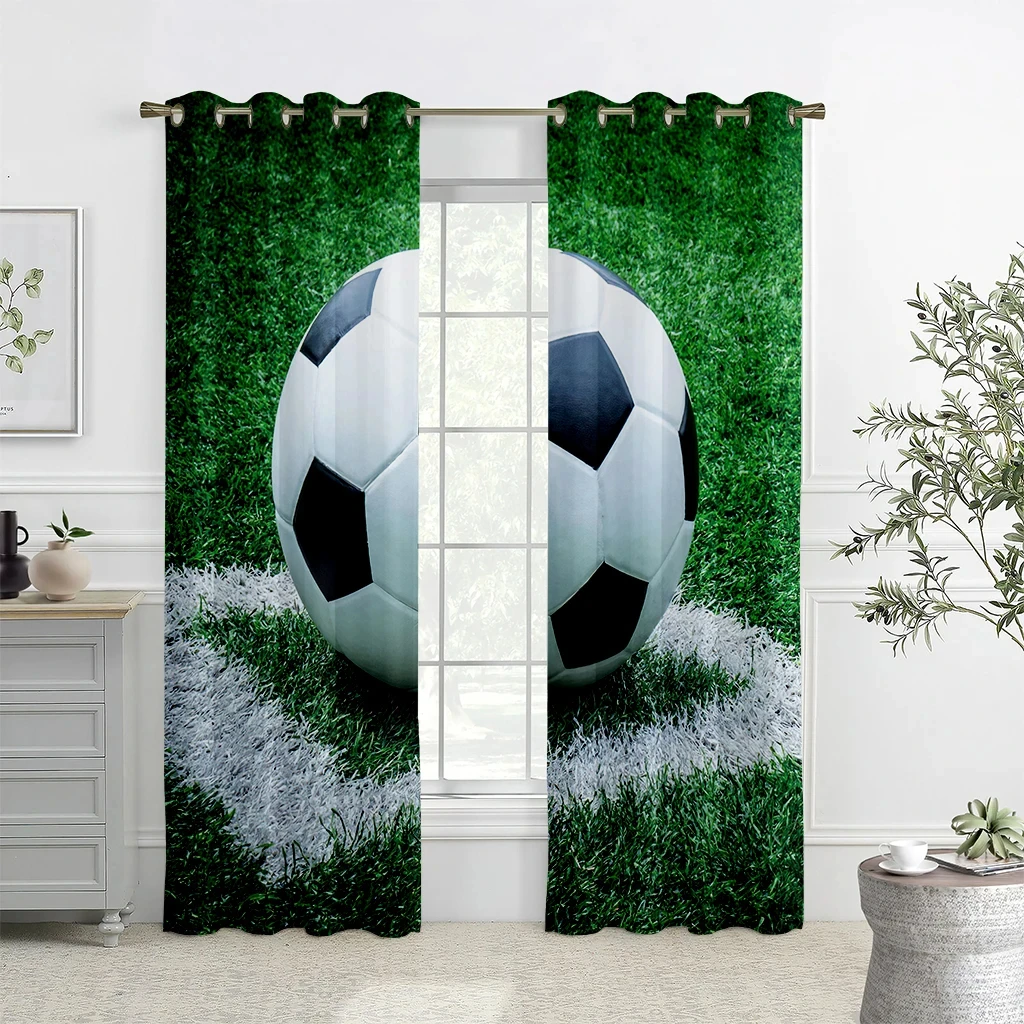 

Green Rhine Field Soccer Football Sports Curtains Home Curtains 2Panels Kids Room Living Room Bedroom Balcony Kicthen Home Decor