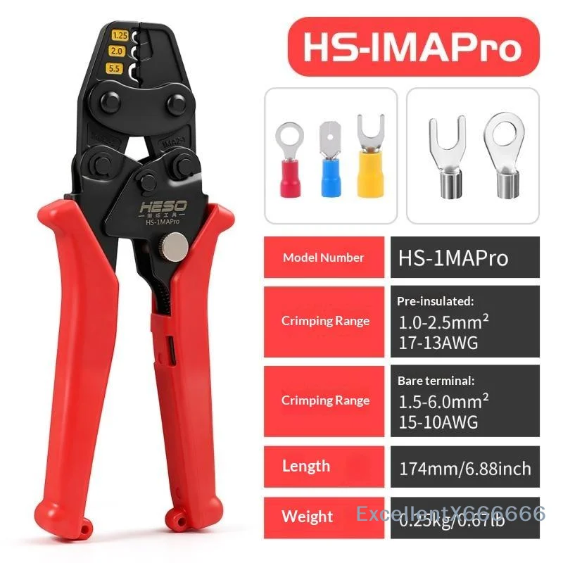 Ratchet Crimping Plier Non Insulated Terminal Crimper High Hardness Wire Crimp Tool For Electrical Wiring Repair Work