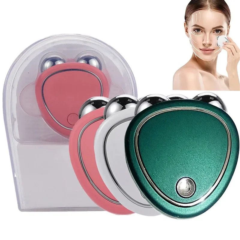 NEW Electric Facial Lifting Roller EMS Massager with Gel Face Microcurrent Skin Tightening Rejuvenation Face Massage Beauty Care